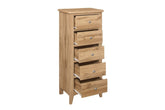 Havencrest 5 Drawer Tall Boy Chest Oak - Pendle Village Furniture